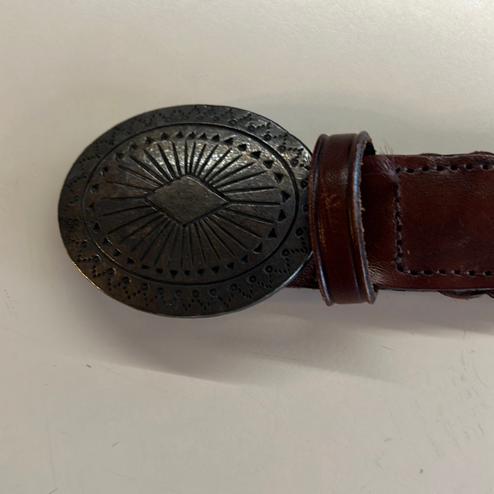 VINTAGE L L BEAN LEATHER BELT , Metal Buckle